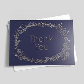 Golden Wreath Thank You Card