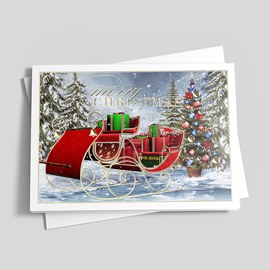 Golden Sleigh Christmas Card