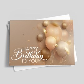 Gold Balloons Birthday Card