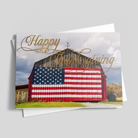 Barnyard Flag Thanksgiving Card