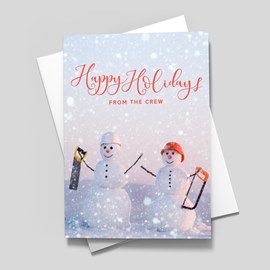 Sawing Snowmen Holiday Card