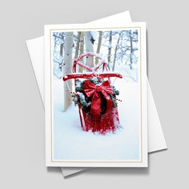 Sled & Wreath Holiday Card