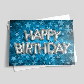 Blue Stars Birthday Card