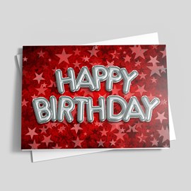 Red Stars Birthday Card